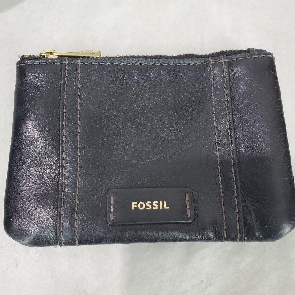 FOSSIL 1954 Black Pebbled Cowhide Leather Adjustable Crossbody Bag & Coin Purse - Picture 12 of 16